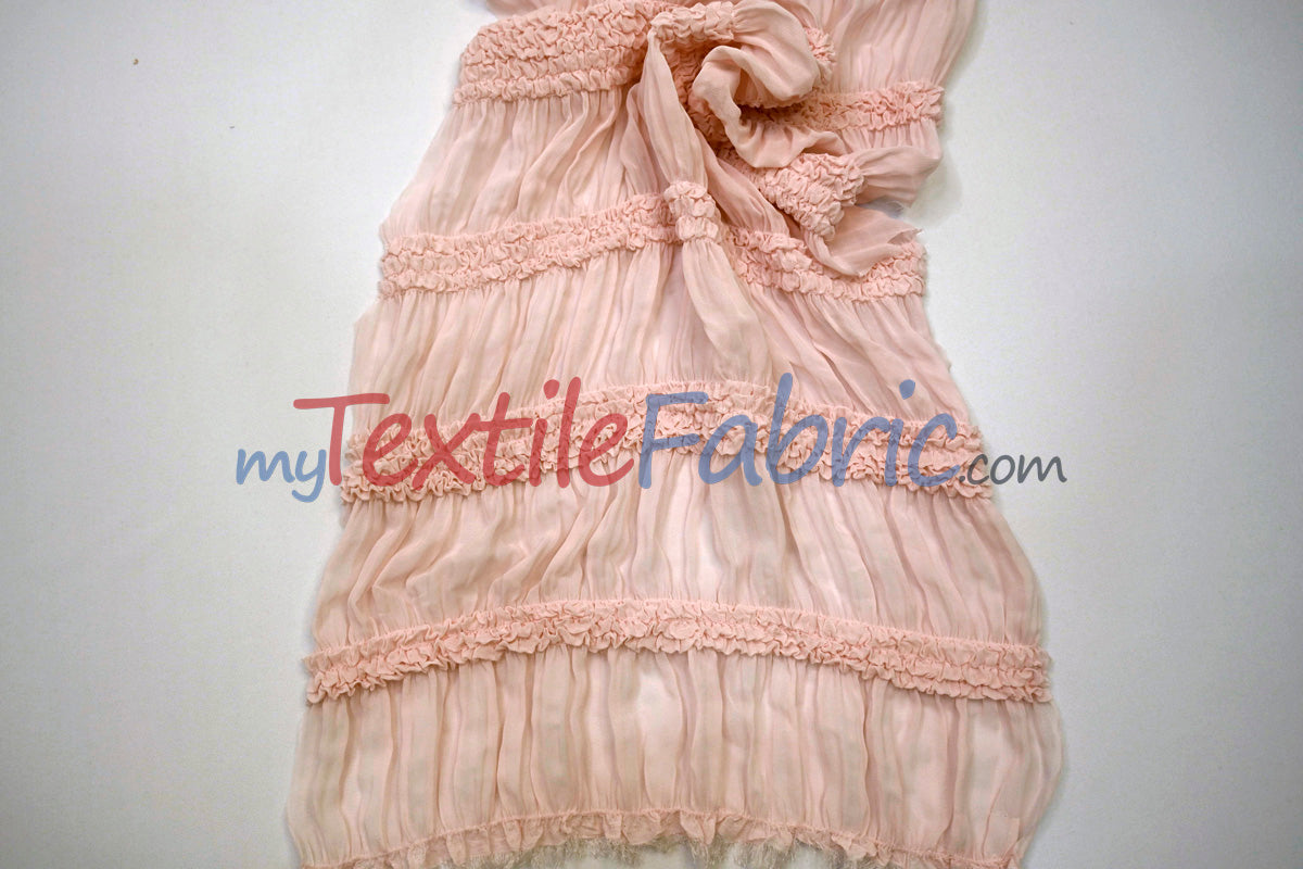 Pleated Ruffle Chiffon Fabric | Lightweight Texture | 100% Polyester | 44/46" Wide