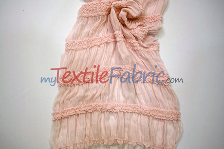 Pleated Ruffle Chiffon Fabric | Lightweight Texture | 100% Polyester | 44/46" Wide