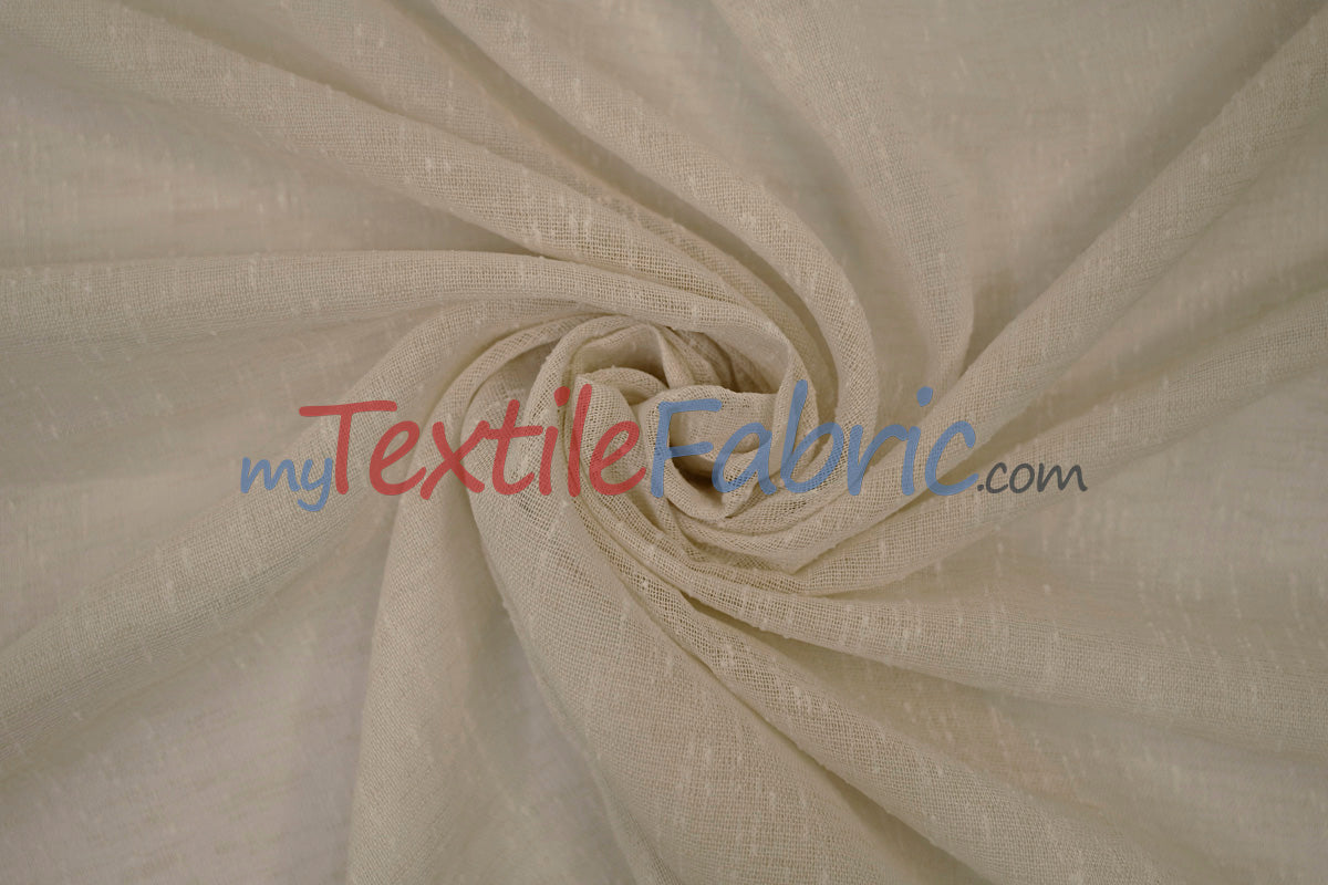 Swiss Sheer Fabric | Linen-Look Sheer Drapery | 130″ Wide | Event & Home Curtains | Available in 15 Colors