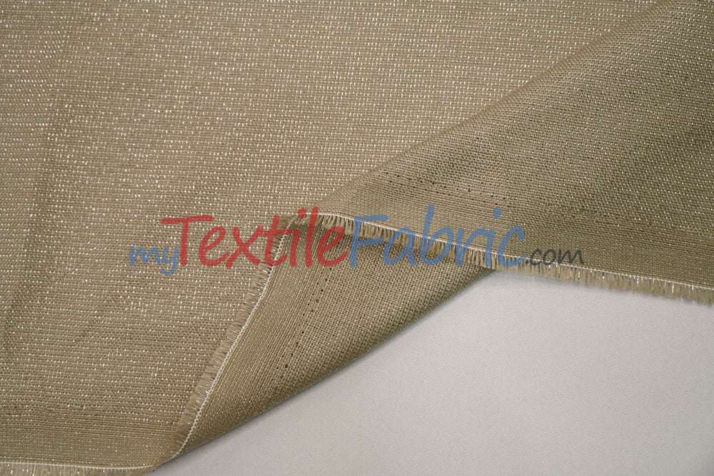 Metallic Vintage Linen Fabric | Imitation Burlap with Metallic Foil | 60" Wide | Washable Burlap Fabric for Decor |