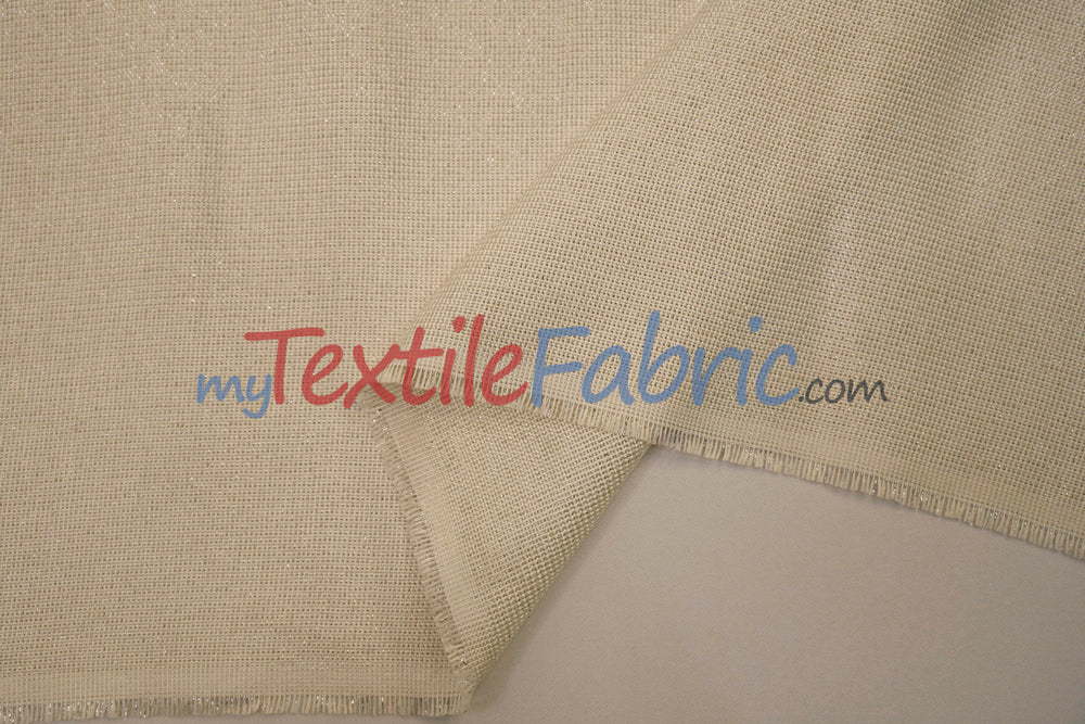 Metallic Vintage Linen Fabric | Imitation Burlap with Metallic Foil | 60" Wide | Washable Burlap Fabric for Decor |
