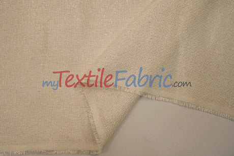 Metallic Vintage Linen Fabric | Imitation Burlap with Metallic Foil | 60" Wide | Washable Burlap Fabric for Decor |