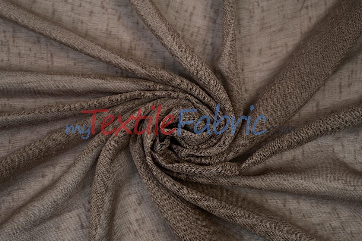 Swiss Sheer Fabric | Linen-Look Sheer Drapery | 130″ Wide | Event & Home Curtains | Available in 15 Colors