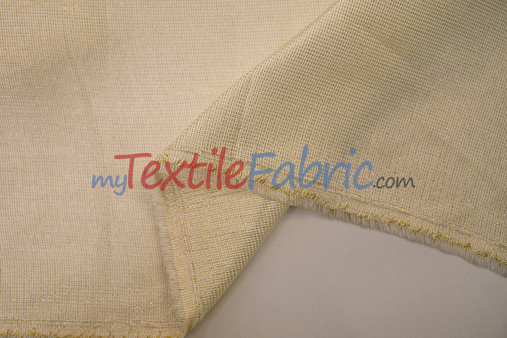 Metallic Vintage Linen Fabric | Imitation Burlap with Metallic Foil | 60" Wide | Washable Burlap Fabric for Decor |