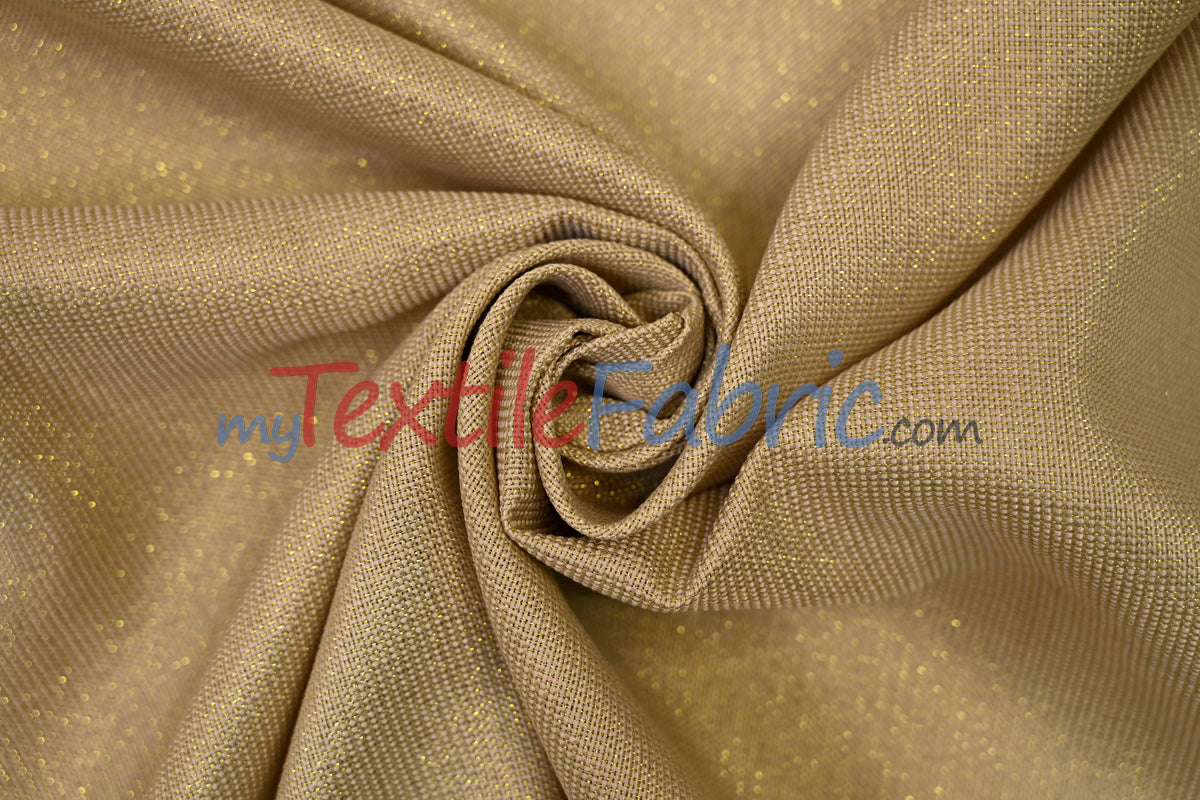 Metallic Vintage Linen Fabric | Imitation Burlap with Metallic Foil | 60" Wide | Washable Burlap Fabric for Decor |