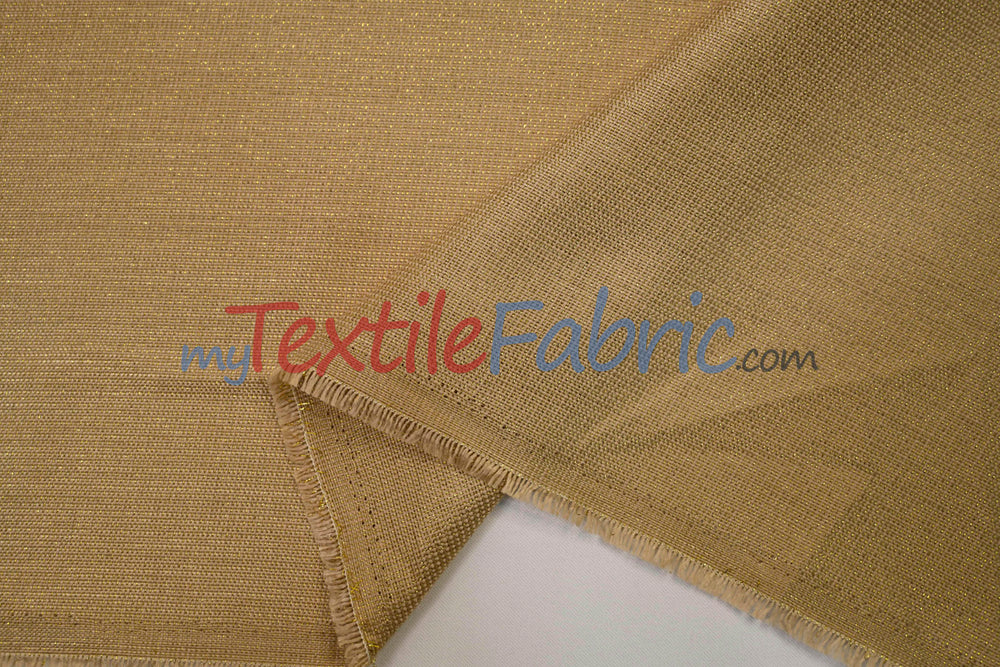 Metallic Vintage Linen Fabric | Imitation Burlap with Metallic Foil | 60" Wide | Washable Burlap Fabric for Decor |