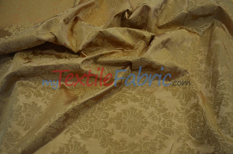 Damask Flocking Taffeta | Flocking Velvet Damask on Taffeta Fabric | 60" Wide | Curtains, Apparel, Cosplay, Costume, Decor | Fabric mytextilefabric Yards Gold Gold Damask 