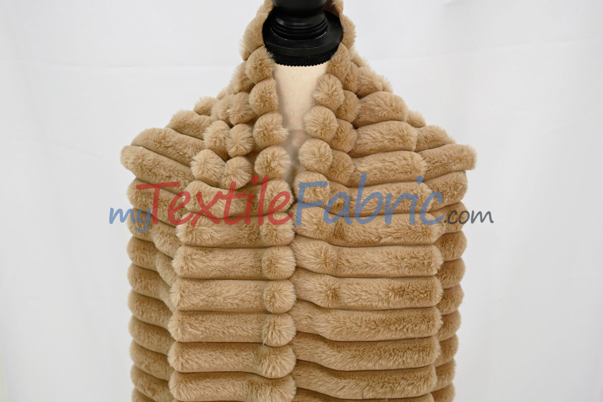Striped Rabbit Fur Fabric by the Yard | Ultra-Soft Plush Faux Fur | 64/66” Wide | Available in Multiple Colors