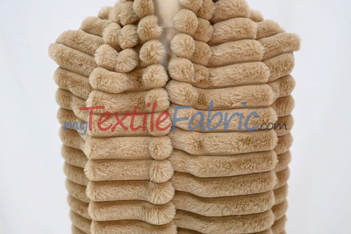 Striped Rabbit Fur Fabric by the Yard | Ultra-Soft Plush Faux Fur | 64/66” Wide | Available in Multiple Colors