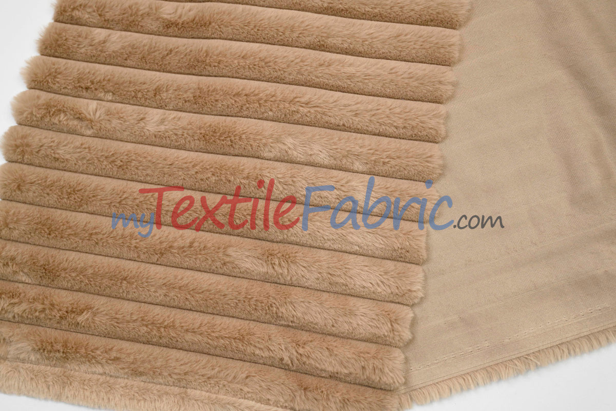 Striped Rabbit Fur Fabric by the Yard | Ultra-Soft Plush Faux Fur | 64/66” Wide | Available in Multiple Colors