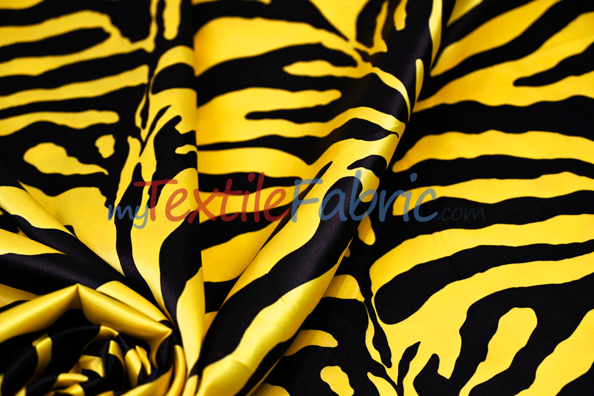 Animal Zebra Satin Fabric | Soft Satin Zebra Charmeuse Fabric | 60" Wide | Multiple Colors |