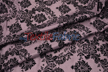Load image into Gallery viewer, Damask Flocking Taffeta | Flocking Velvet Damask on Taffeta Fabric | 60&quot; Wide | Curtains, Apparel, Cosplay, Costume, Decor | Fabric mytextilefabric Yards Pink Damask 