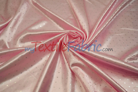 Mini Star Silky Satin Fabric | Soft Mini Star Charmeuse Fabric | 60" Wide | White Pink Mint |