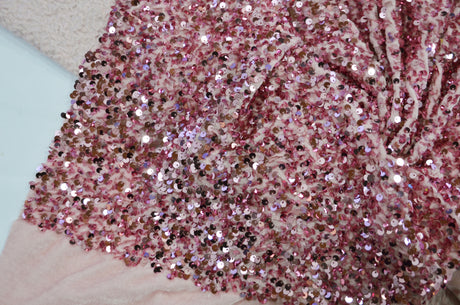 Sequins Stretch Velvet | Sequins on Plush Spandex Velvet | 60" Wide | Multiple Colors |