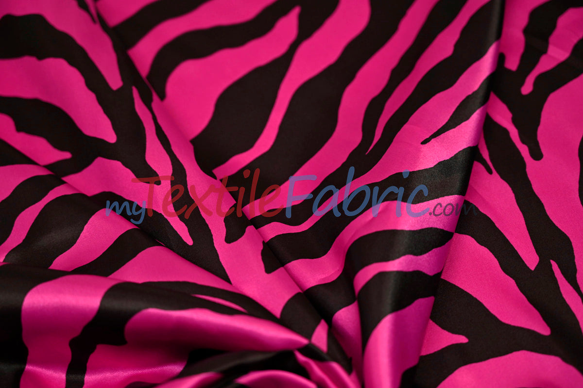 Animal Zebra Satin Fabric | Soft Satin Zebra Charmeuse Fabric | 60" Wide | Multiple Colors |