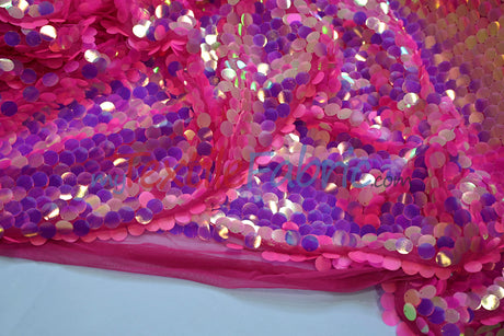 Fish Scale Paillette Sequins Fabric | 9mm Sequins Fabric | 52" Wide | Multiple Colors |