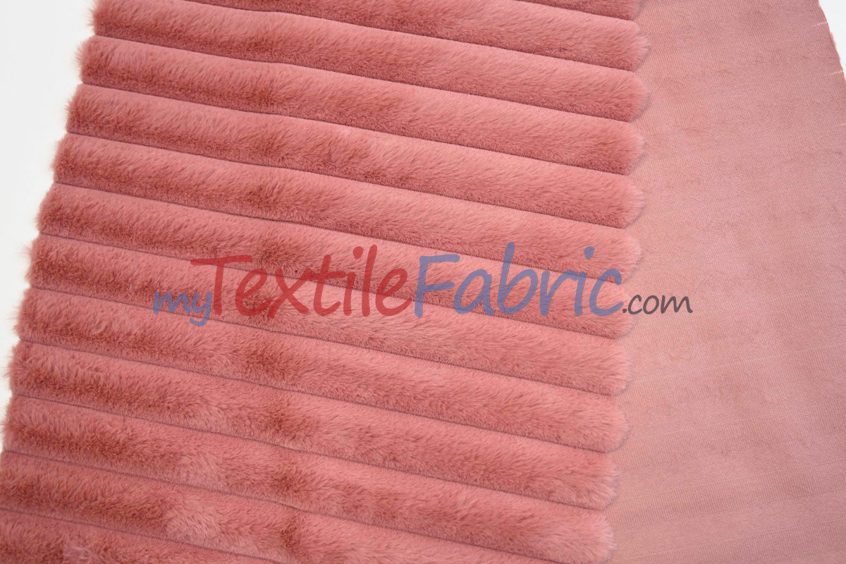 Striped Rabbit Fur Fabric by the Yard | Ultra-Soft Plush Faux Fur | 64/66” Wide | Available in Multiple Colors