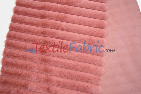 Striped Rabbit Fur Fabric by the Yard | Ultra-Soft Plush Faux Fur | 64/66” Wide | Available in Multiple Colors