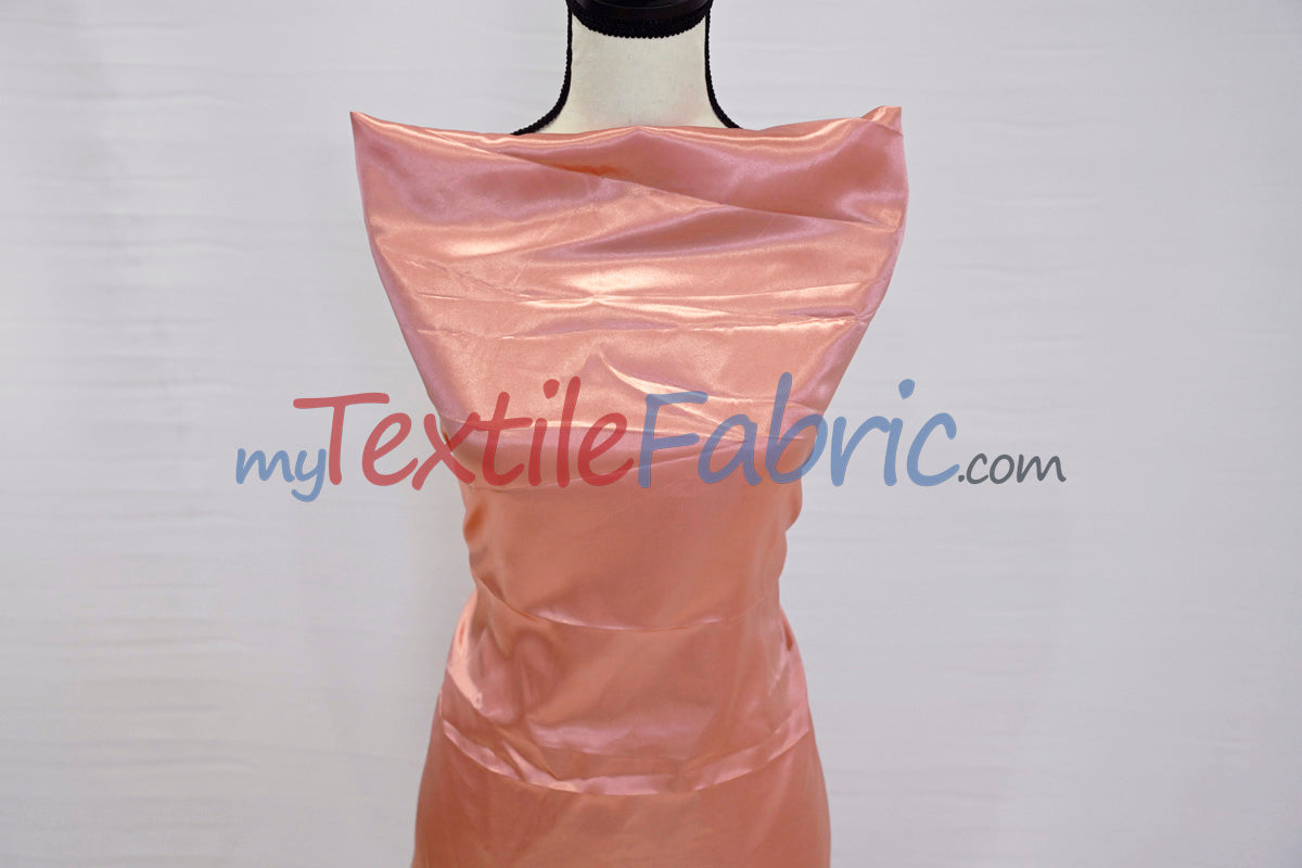 Stretch Charmeuse Satin Fabric | Soft Silky Satin Fabric | 96% Polyester 4% Spandex | Multiple Colors | Yards & Bolts