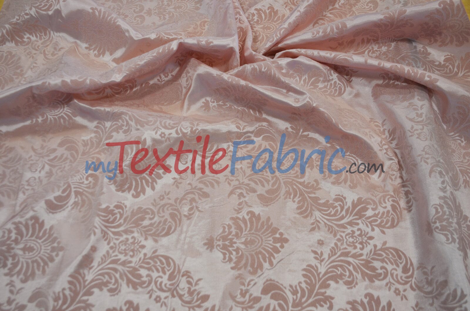 Damask Flocking Taffeta | Flocking Velvet Damask on Taffeta Fabric | 60" Wide | Curtains, Apparel, Cosplay, Costume, Decor | Fabric mytextilefabric Yards Blush Pink 