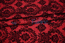 Damask Flocking Taffeta | Flocking Velvet Damask on Taffeta Fabric | 60" Wide | Curtains, Apparel, Cosplay, Costume, Decor | Fabric mytextilefabric Yards Red Damask 
