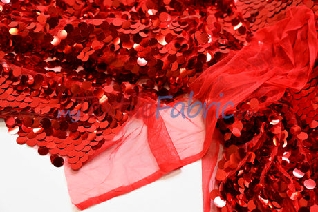 Fish Scale Paillette Sequins Fabric | 9mm Sequins Fabric | 52" Wide | Multiple Colors |