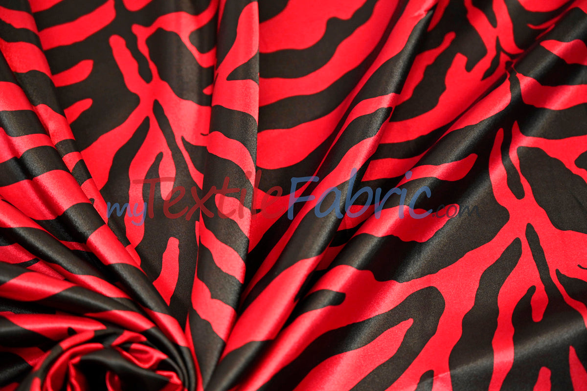 Animal Zebra Satin Fabric | Soft Satin Zebra Charmeuse Fabric | 60" Wide | Multiple Colors |