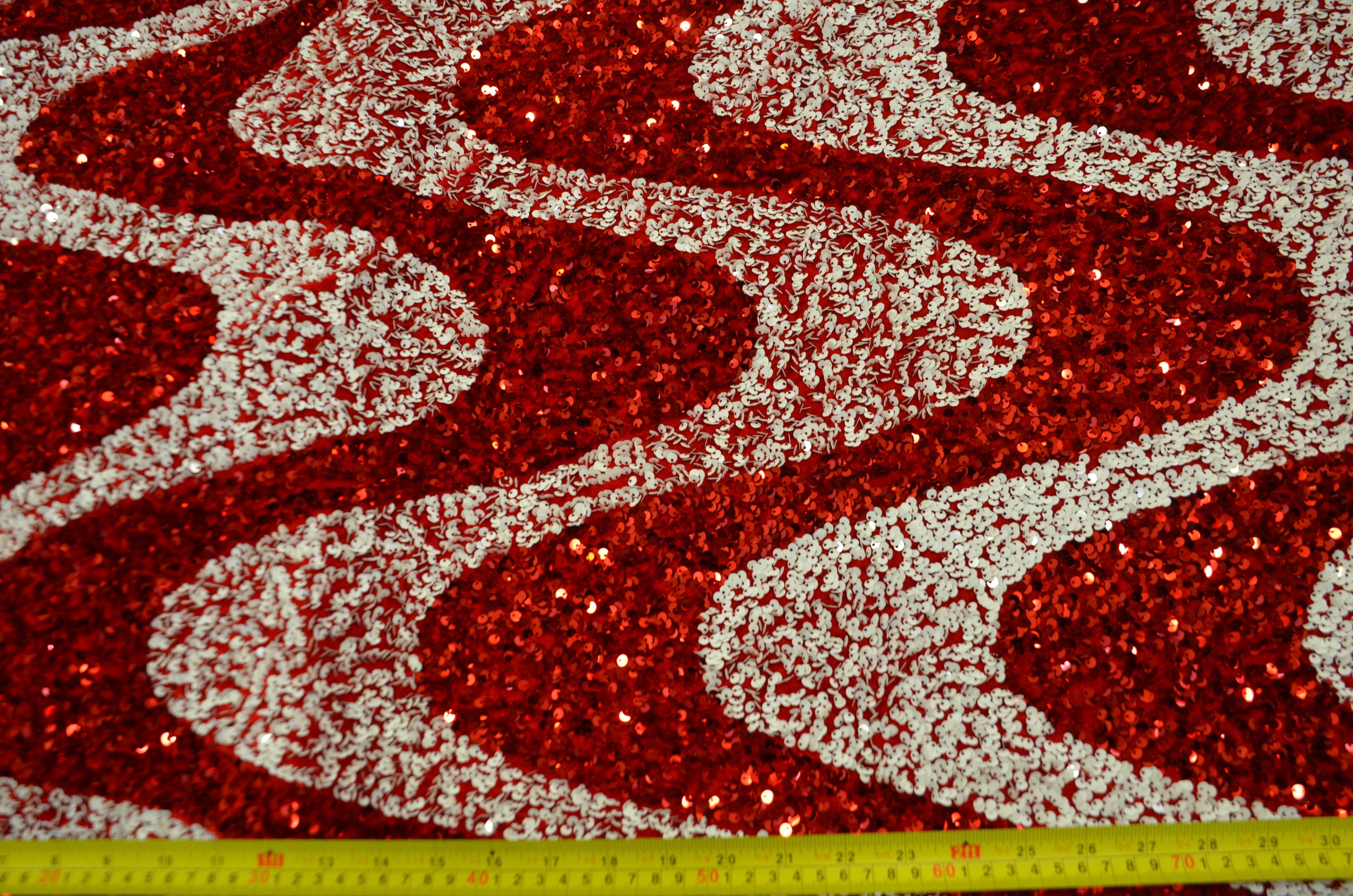 Sequins Velvet Wave | Sequins on Plush Spandex Velvet | 60" Wide | Multiple Colors | Two Tone Sequins Velvet My Textile Fabric Yards Red White 