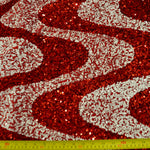 Load image into Gallery viewer, Sequins Velvet Wave | Sequins on Plush Spandex Velvet | 60&quot; Wide | Multiple Colors | Two Tone Sequins Velvet My Textile Fabric Yards Red White 
