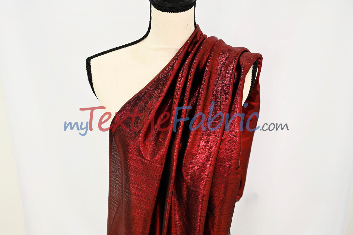 Metallic Stretch Slinky Fabric by the Yard | 58” Wide | 2 Way Stretch | Multiple Colors