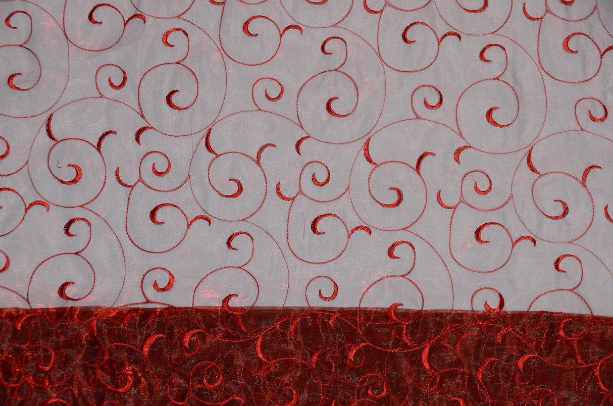 Swirl Organza Fabric | Embroidered Swirl Sheer | 54" Wide | Multiple Colors |
