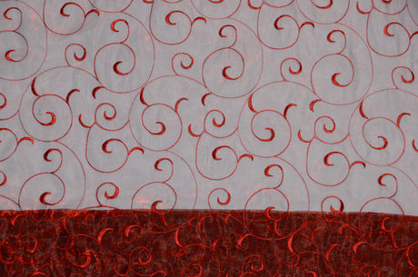 Swirl Organza Fabric | Embroidered Swirl Sheer | 54" Wide | Multiple Colors |