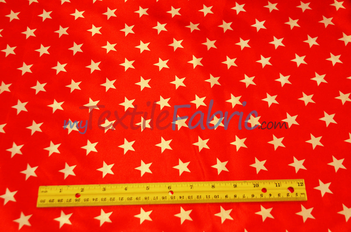 American Star Satin | American Flag in Red, Navy, and Blue Satin | Sold by the Yard x 60" Wide | Charmeuse Satin American Flag Print