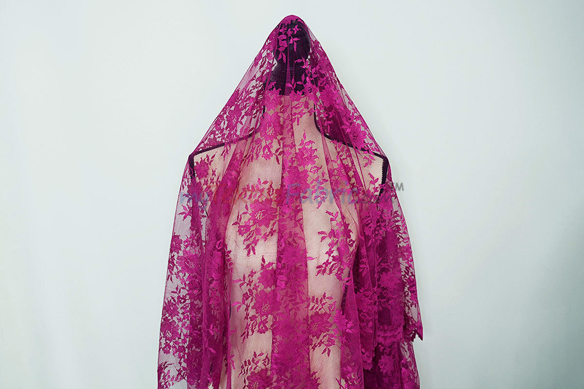 Chantilly Lace Fabric | 52” Wide | Elegant Floral Lace for Bridal & Formalwear