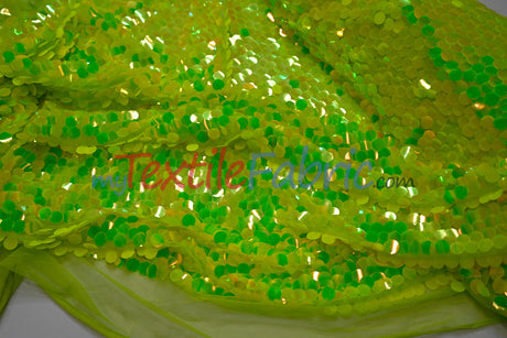 Fish Scale Paillette Sequins Fabric | 9mm Sequins Fabric | 52" Wide | Multiple Colors |