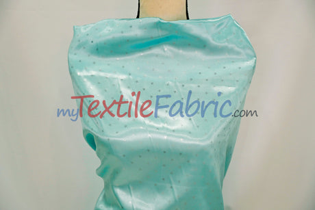 Mini Star Silky Satin Fabric | Soft Mini Star Charmeuse Fabric | 60" Wide | White Pink Mint |