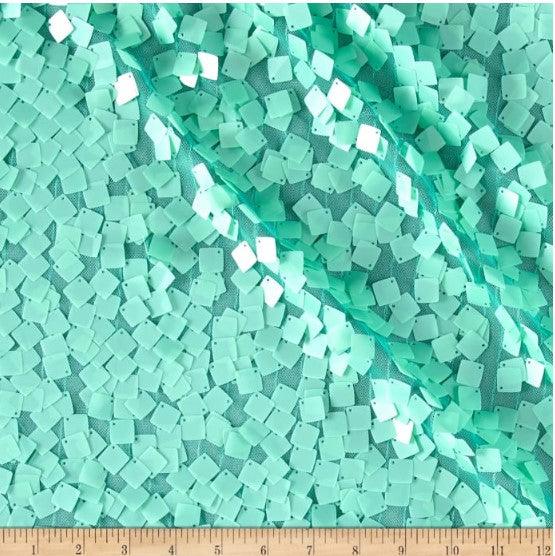 Dull Square Dazzle Sequins | Decorative Payette Sequins on Mesh | 52" Wide |