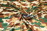 Army Camouflage Satin Print Fabric | Camo Charmeuse Satin | 60" Wide |
