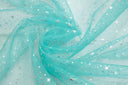 Shooting Star Foil Organza Fabric| 60" Wide | Sheer Organza with Foil Silver Metallic Star | Decor, Overlays, Accents, Dresses, Apparel |