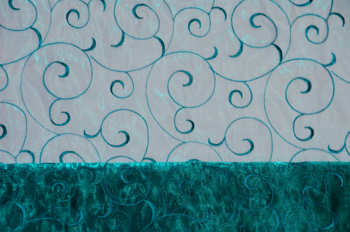 Swirl Organza Fabric | Embroidered Swirl Sheer | 54" Wide | Multiple Colors |