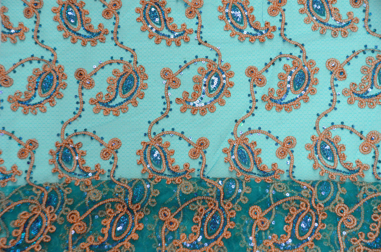 Coco Paisley Sheer Embroidery |  Double Scallop Lace | 52" Wide |
