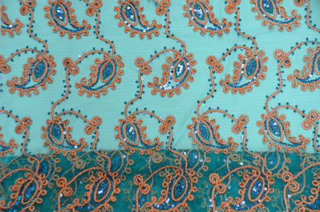 Coco Paisley Sheer Embroidery |  Double Scallop Lace | 52" Wide |