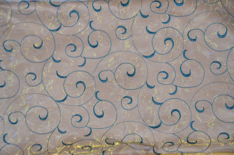 Swirl Organza Fabric | Embroidered Swirl Sheer | 54" Wide | Multiple Colors |