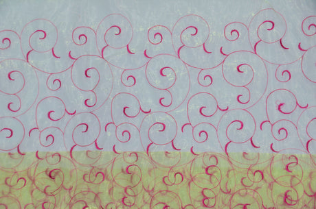Swirl Organza Fabric | Embroidered Swirl Sheer | 54" Wide | Multiple Colors |