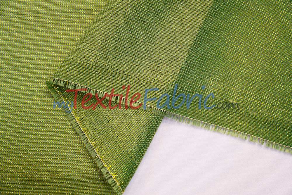 Metallic Vintage Linen Fabric | Imitation Burlap with Metallic Foil | 60" Wide | Washable Burlap Fabric for Decor |