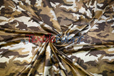 Army Camouflage Satin Print Fabric | Camo Charmeuse Satin | 60" Wide |