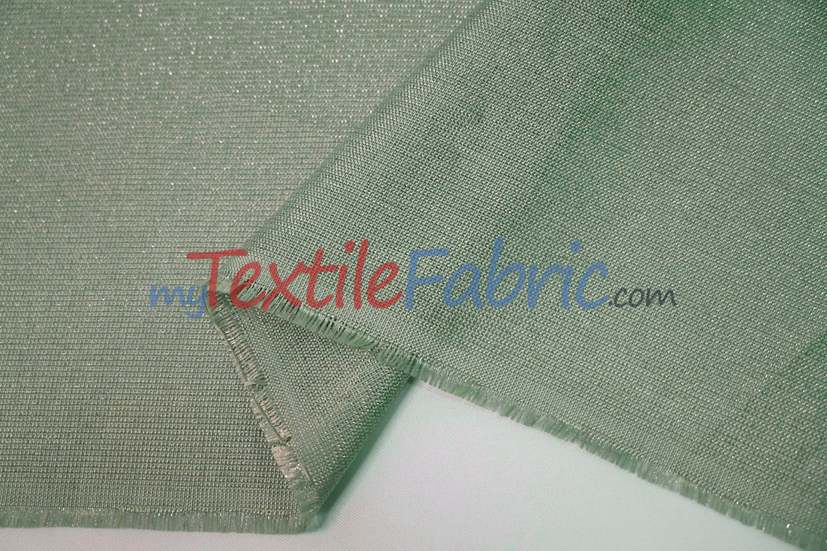 Metallic Vintage Linen Fabric | Imitation Burlap with Metallic Foil | 60" Wide | Washable Burlap Fabric for Decor |