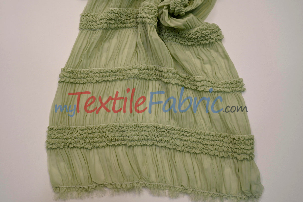 Pleated Ruffle Chiffon Fabric | Lightweight Texture | 100% Polyester | 44/46" Wide