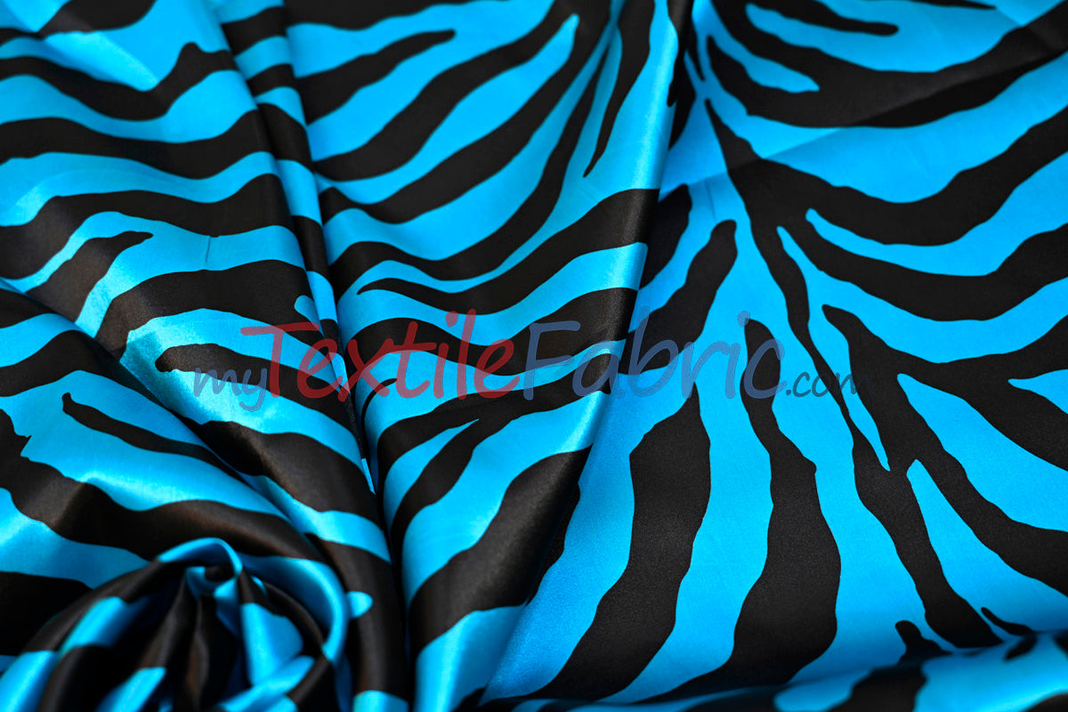 Animal Zebra Satin Fabric | Soft Satin Zebra Charmeuse Fabric | 60" Wide | Multiple Colors |