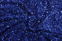 Sequins Stretch Velvet | Sequins on Plush Spandex Velvet | 60" Wide | Multiple Colors | My Textile Fabric Yards Royal Blue (Midnight) 